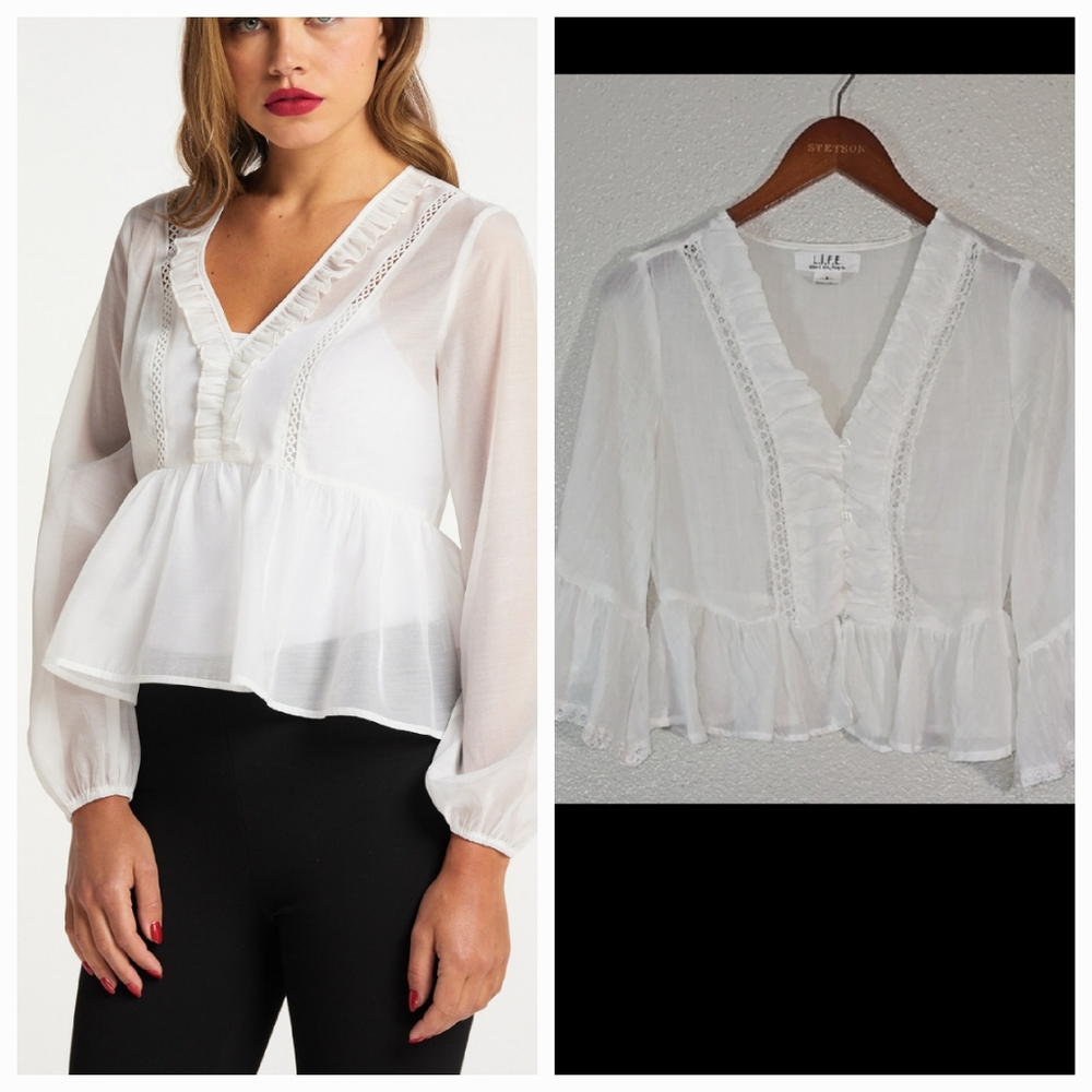 Life White Ruffle Blouse